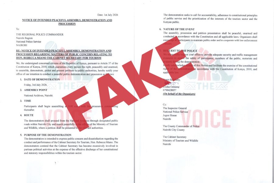 Fake Protest Notice Targeting Tourism CS Rebecca Miano Sparks Misinformation Warning