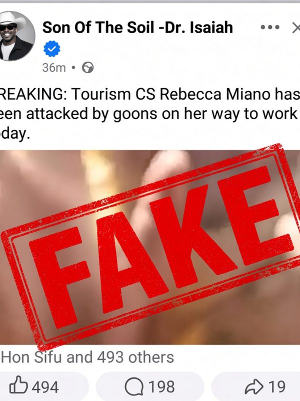 Fake News Alert: No Confirmation of Claims That Tourism CS Rebecca Miano Was Attacked