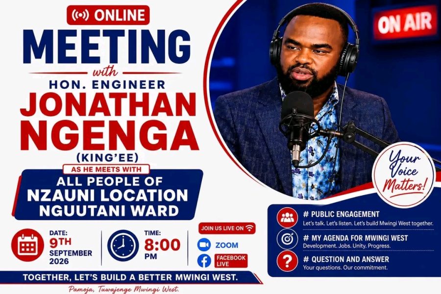 Jonathan Ngenga to Hold Public Engagement Meeting With Nzauni Residents
